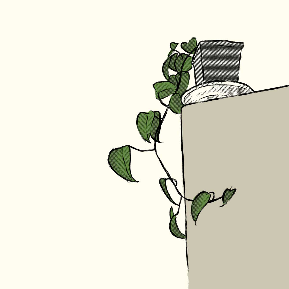 An illustration of a pothos plant using halftone brushes