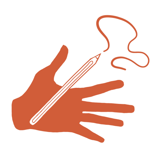 Illustration of a hand and Apple pencil